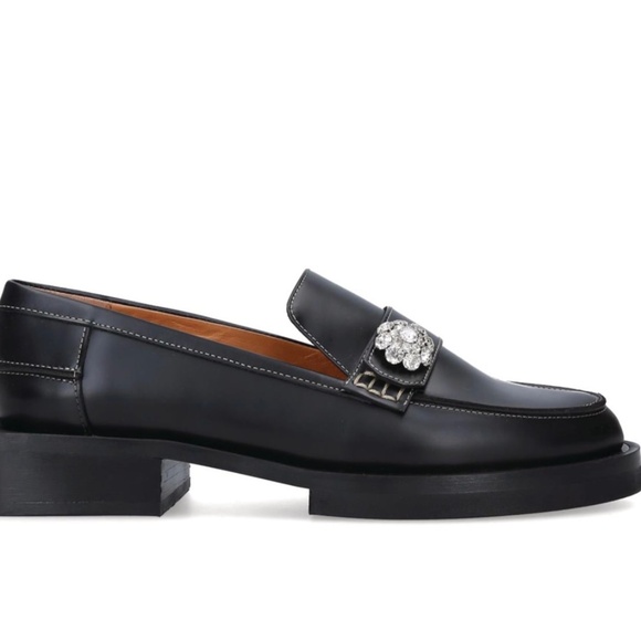 Ganni Shoes - Ganni Leather Jewel-Embellished Loafers